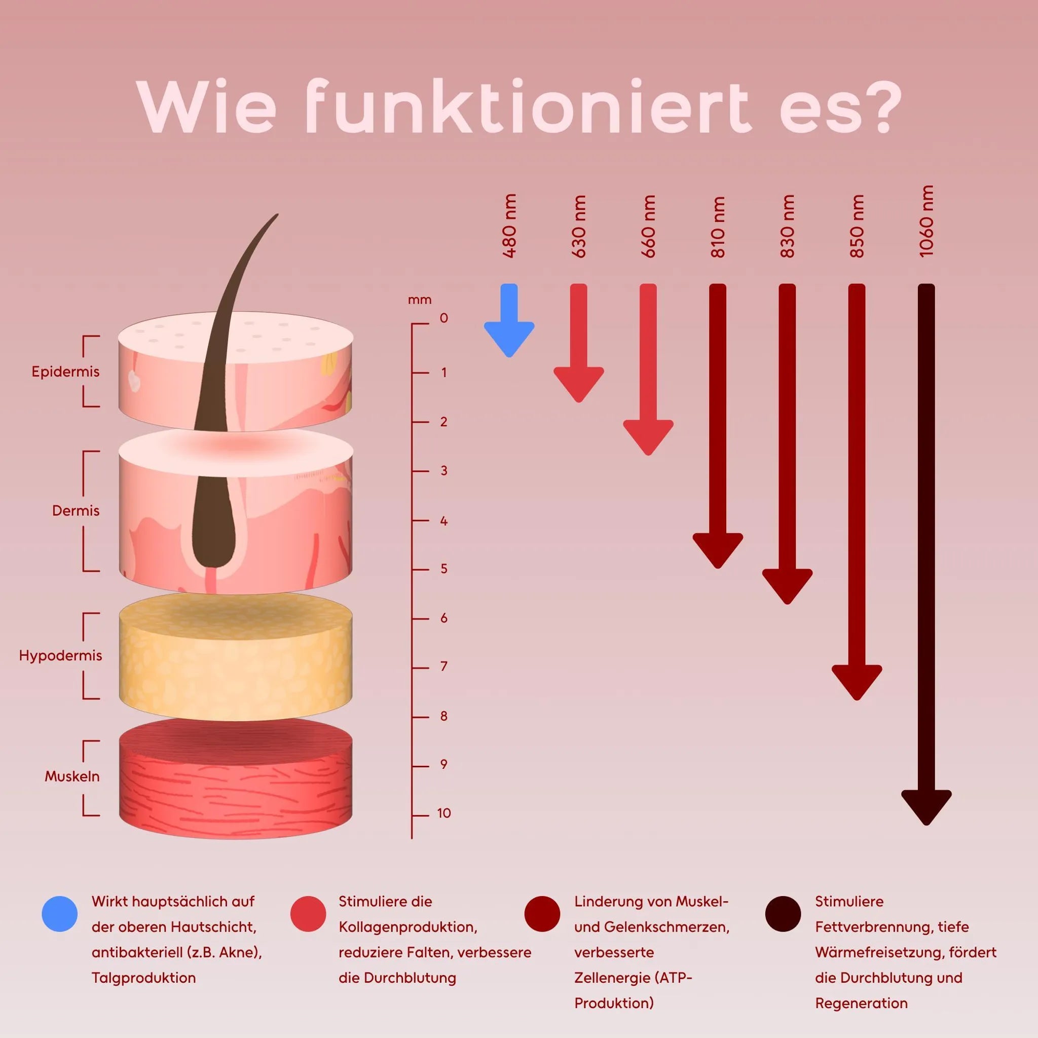 LIROMA® Rotlichttherapie RL300 - 7 Wellenlängen - LED-Infrarotlampe - Infrarottherapie - Lichttherapie - Kollagenlampe - Fibromyalgie